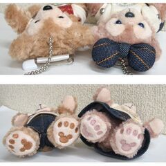使用感少なめ ダッフィー＆シェリーメイ ぬいぐるみバッジ 2体セット 2013 ボーダーＴシャツスカーフ+デニムリボン　ぬいば ディズニーシー ☆ PayPay(ペイペイ)決済可能 ☆ 札幌市 豊平区 平岸 平岸店の画像