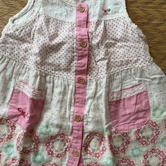 女児95サイズ　チュニック白/ピンク　美品の画像