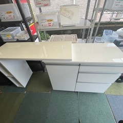 【リサイクルサービス八光】幅106㎝　エナメルホワイト　伸縮式キッチンカウンターの画像