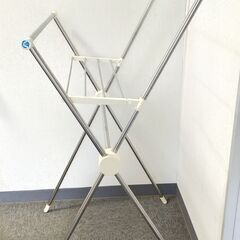 △ 洗濯物干しスタンド 室内物干し 室内干し 部屋干し メーカー不明 アルミ部分変色あり 現状渡しの画像