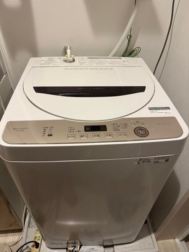 SHARP 2021年製 全自動洗濯機 6kg 穴なし槽🧺 (あさがおか) 柏原