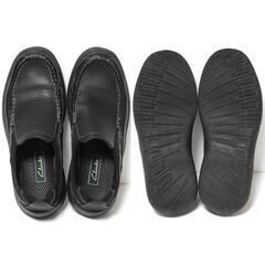 Clarks 美品 メンズ 軽量スリッポン レザーシューズ クラークス 25.0～25.5cm相当 ブラックの画像