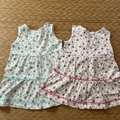 女児90サイズ　タンクトップ2枚セット青/ピンク 美品の画像