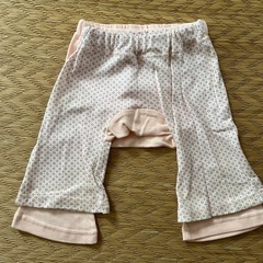 女児90サイズ　ズボン2枚セットピンク(長さ違い) 《未使用》の画像