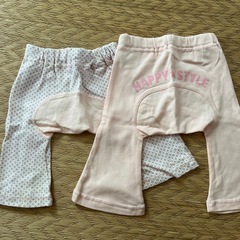女児90サイズ　ズボン2枚セットピンク(長さ違い) 《未使用》の画像