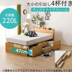 【無料】ニトリのセミダブルベッド（ヘッドボードにコンセント付き）の画像