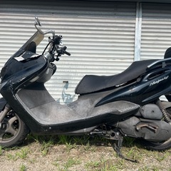 【ジャンク】YAMAHA マジェスティ125 実働 フロント外装大破 レストア ベース車両 部品取り 社外品マフラー 125cc 現状販売 場内走行確認済の画像