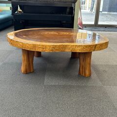店頭引き渡し 中古 ローテーブル 木製 一枚板 切株 天然木 家具の画像