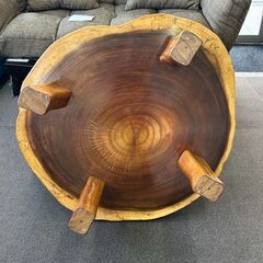店頭引き渡し 中古 ローテーブル 木製 一枚板 切株 天然木 家具の画像