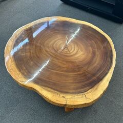 店頭引き渡し 中古 ローテーブル 木製 一枚板 切株 天然木 家具の画像