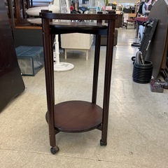 T2507-179 昭和レトロ キッチンワゴン 円卓 キャスター付き キズ汚れ有りの画像