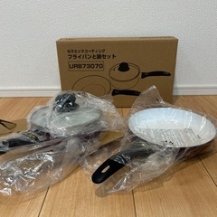 新品】セラミックコーティングフライパンと蓋付鍋セット　大栄の画像