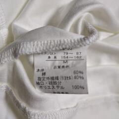 シンプル 半袖 カットソー 白 異素材ミックス Mの画像