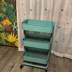 IKEAイケア◆キャスター付き３段ワゴン◆廃盤カラー◆レアカラーロースコグ◆ターコイズグリーン◆ターコイズブルーの画像