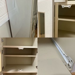 7/23まで！家具屋 白 ホワイト　食器棚 ガラス扉 ローラー引き出し 可動棚　 の画像
