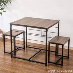 ニトリ食卓3点セット(NP 6375 ミドルブラウン)の画像