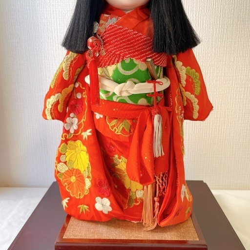 【引き取り限定】ガラスケース入り市松人形（高さ55cm）レトロ 和装人形