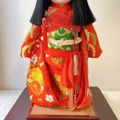 【引き取り限定】ガラスケース入り市松人形（高さ55cm）レトロ 和装人形 の画像