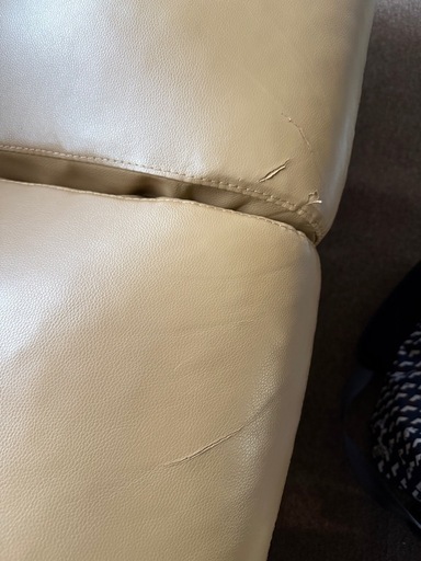 ソフトレザー調2人掛けソファ　キャメル