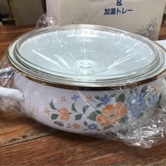 フルール　ジャンボ卓上鍋&加温トレー ホーロー 両手鍋 卓上鍋の画像