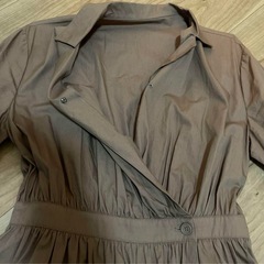 授乳口付き マタニティーワンピース ブラウンMの画像