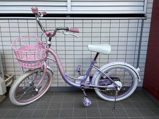 【お得・ヘルメット、鍵付】子供用自転車 18インチ メゾピアノ　パープル・ピンク お得・ヘルメット・鍵付】子供用自転車 18インチ メゾピアノ
