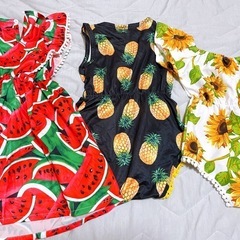 SHEIN 夏 ワンピース ロンパース 3枚セット 女の子 ベビーの画像
