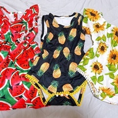 SHEIN 夏 ワンピース ロンパース 3枚セット 女の子 ベビー