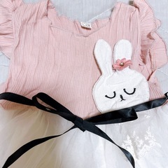 女の子 ベビー うさぎのワンピドレス 120cmの画像