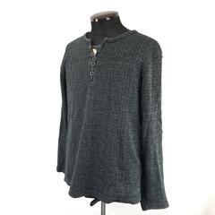 RYUGI ASSAKU【流儀圧搾】和柄/長袖Ｔシャツ/トレーナー【メンズXL/黒/JAPAN/ストライプ】レイヤード/厚手/Tops◆BJ034-dの画像