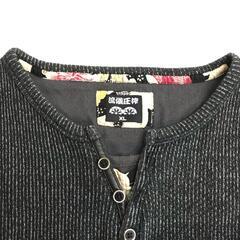 RYUGI ASSAKU【流儀圧搾】和柄/長袖Ｔシャツ/トレーナー【メンズXL/黒/JAPAN/ストライプ】レイヤード/厚手/Tops◆BJ034-dの画像