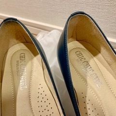 CHIC CHIC GIRL 台湾製 ハンドメイドパンプス ネイビー 24cmの画像