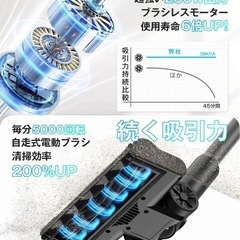 掃除機 コードレス 軽量 強力38KPa強力吸引 自立型 黒の画像