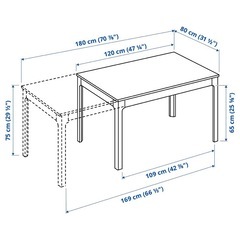 IKEA エーケダーレン 伸長式テーブル ブラウン 120/180x80 cmの画像
