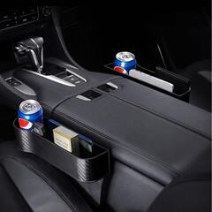 車内収納ボックス 左右セット 2個 黒 ペットボトル収納 カーサイド カーボン調の画像