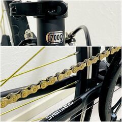 【商談中】【使用少ない・美品】TRADEA/トレーディア/700C/クロスバイク/マウンテンルック/クラッチジャム/ブラック／リム＆チェーン＆ペダル:ゴールド/E1ES0701の画像