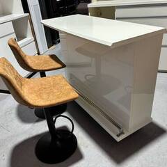 シギヤマ 国産 バーカウンター＆バー椅子2脚セット、幅120cm Used/キレイの画像