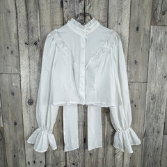 SHEIN ホワイト レース付きシャツ L
