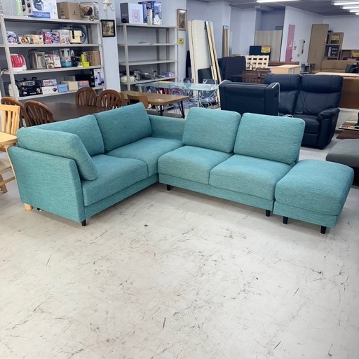 【大幅値下げ中】ニトリ　ソファ　カウチソファ　ターコイズ 大幅値下げ中】ニトリ ソファ カウチソファ ターコイズ 首都圏送無料
