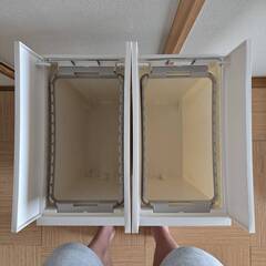 2個セット バラ売り相談可 KEYUCA両開きダストボックス L（27L）ホワイト ゴミ箱 30Lゴミ袋対応の画像