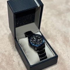 CASIO EDIFICE ブラックメタルベルト クロノグラフ時計の画像