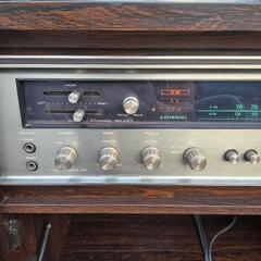 TRIO4 CHANNEL STEREO　レコードプレーヤー ターンテーブル　アンティーク　昭和　レトロ　家具調　 AM FM オーディオ機器　注意事項有の画像