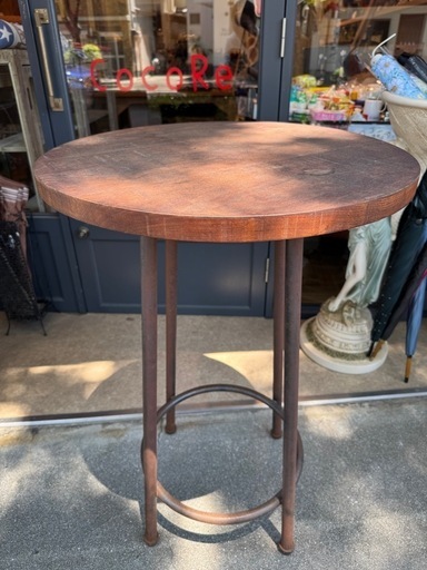 B7049【ビンテージ】ラウンドテーブル アイアンテーブル