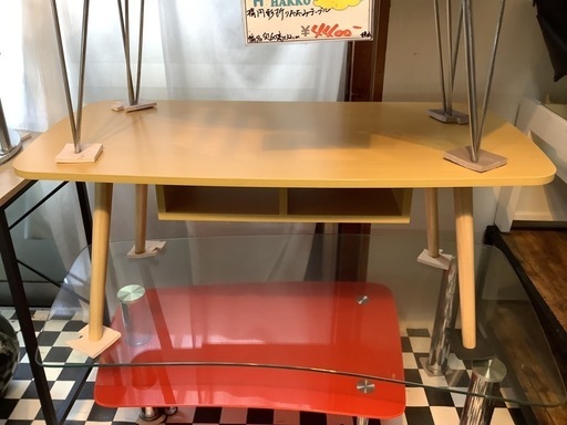 【リサイクルサービス八光】幅100㎝　ナチュラルベージュ　スタイリッシュテーブル