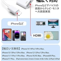 新品！iPhone hdmi変換ケーブル iPhone tv 変換ケーブルす Lightning hdmi 変換 大画面 1080PフルHD遅延なし Digital AVアダプタ音声同期出力日本語取説付き最新のiOS14/15/16/17/18対応の画像