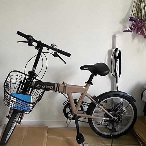 【お譲り決まりました】jeep 折りたたみ自転車　ベージュ人気色　引き取り