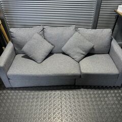 店頭引き渡し 中古 ソファ ３人掛け オットマン付 グレー カウチソファ 家具の画像