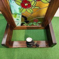 ステンドグラス 和風衝立 骨董 レトロ アンティーク ヴィンテージの画像