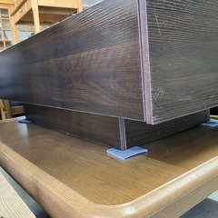 H2507-453 天面ガラス天板木製ローテーブル 両サイド引き出し収納付き 中古の画像