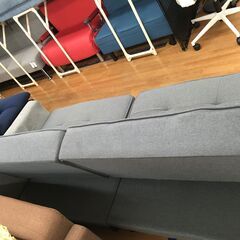 ソファーベッド　3人掛け　グレー　使用感あり　分けて使うこともできます。の画像